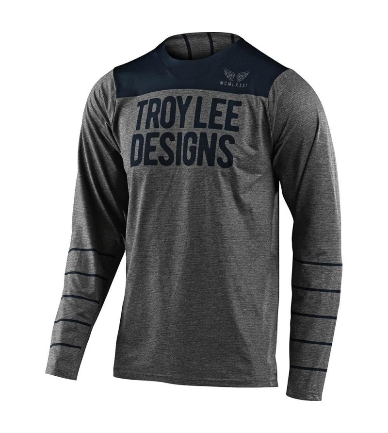 Troy Lee Designs Μπλούζα Skyline Ls Pinstripe Heather Gray / Navy