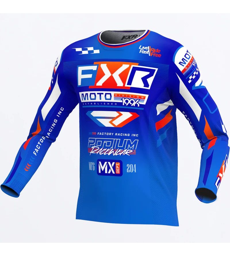 FXR Μπλούζα MX Podium Gladiator Blue / White / Nuke Red 1 FXR Μπλούζα MX Podium Gladiator Blue / White / Nuke Red
