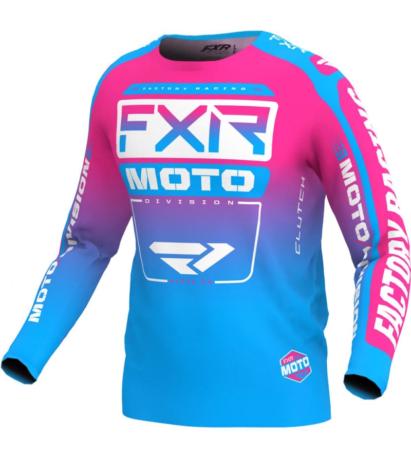 FXR Παιδική Μπλούζα MX Clutch Cyan / E-Pink 1 FXR Παιδική Μπλούζα MX Clutch Cyan / E-Pink